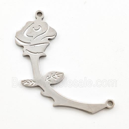Stainless Steel Rose Flower Pendant 2loops