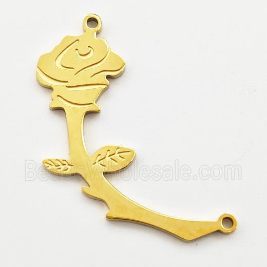 Stainless Steel Rose Flower Pendant 2loops Gold Plated