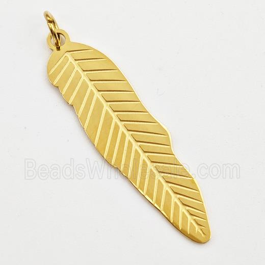 Stainless Steel Leaf Pendant Gold Plated