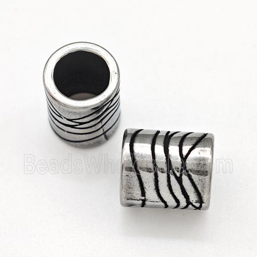 Stainless Steel Tube Beads Large Hole Antique Silver