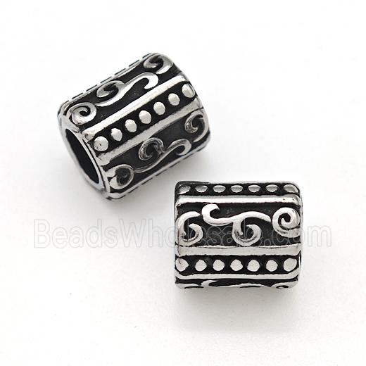 Stainless Steel Tube Beads Large Hole Antique Silver