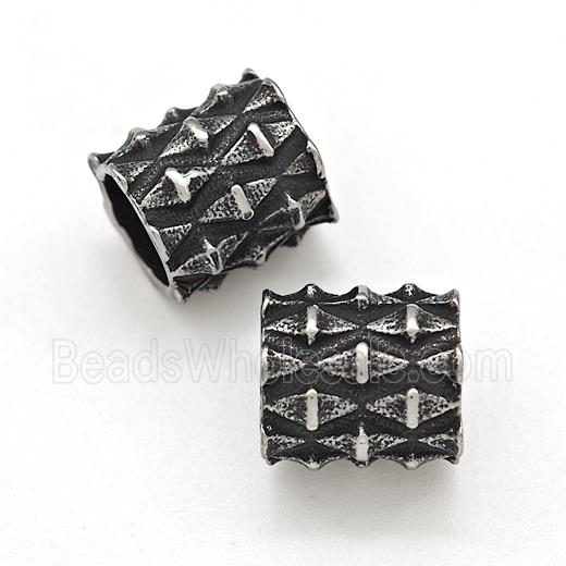 Stainless Steel Tube Beads Large Hole Antique Silver