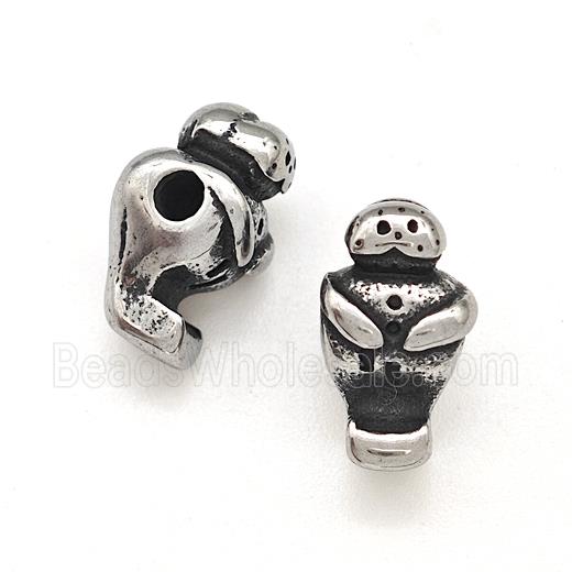 Stainless Steel Boy Beads Antique Silver