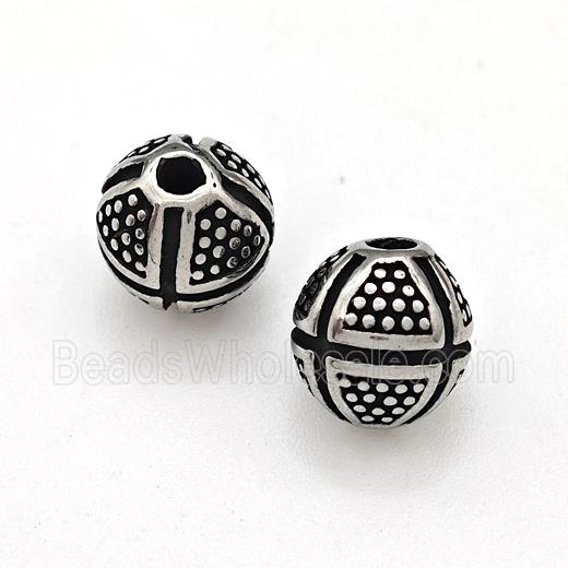 Stainless Steel Round Beads Antique Silver