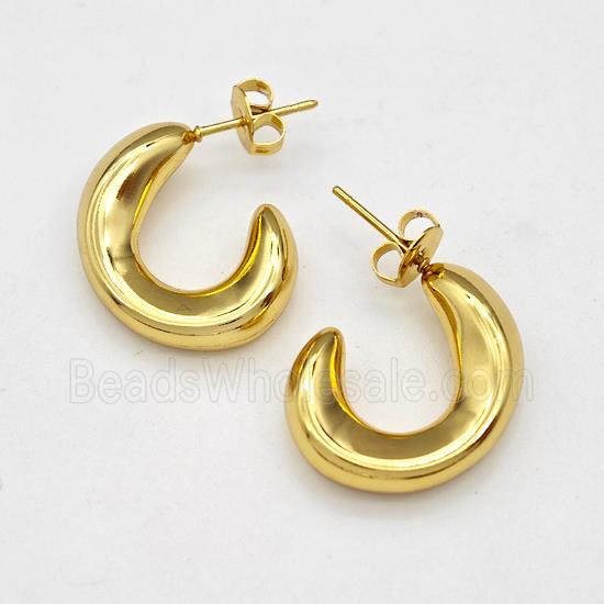 304 Stainless Steel Stud Earring Gold Plated
