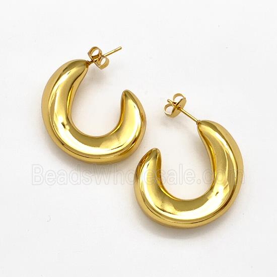 304 Stainless Steel Stud Earring Gold Plated