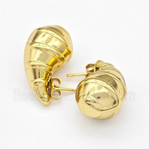 304 Stainless Steel Stud Earring Teardrop Hollow Gold Plated