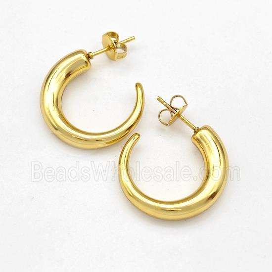 304 Stainless Steel Stud Earring Hollow Gold Plated