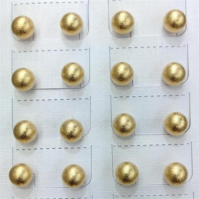 Stainless Steel Ball Stud Earrings Brushed Gold Plated
