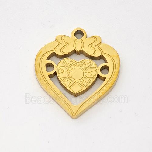 Stainless Steel Heart Pendant Gold Plated