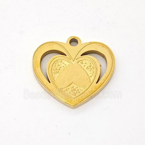 Stainless Steel Heart Pendant Gold Plated