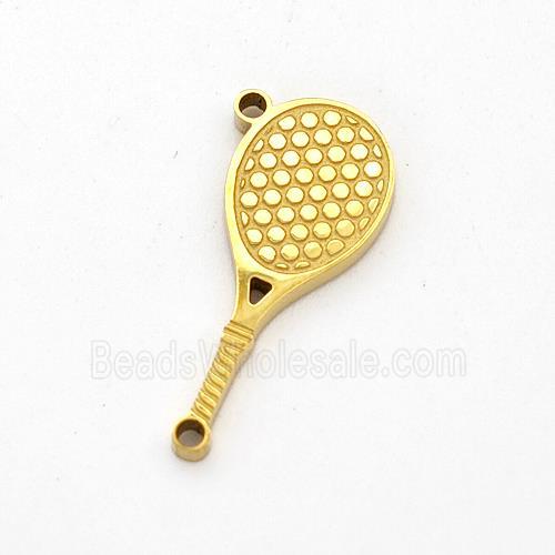 Tennis Racket Charms Stainless Steel Pendant Sports Gold Plated