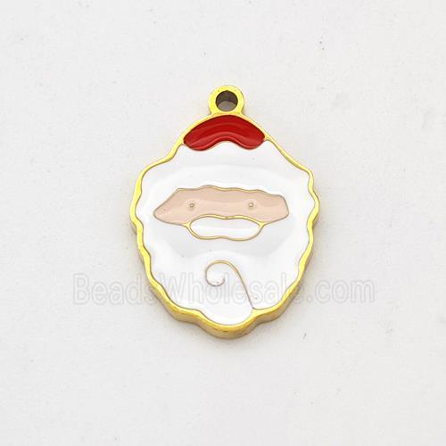 Santa Claus Charms 304 Stainless Steel Pendant Enamel Gold Plated
