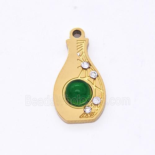 Stainless Steel Bottle Pendant Pave Rhinestone Rhinestone Gold Plated