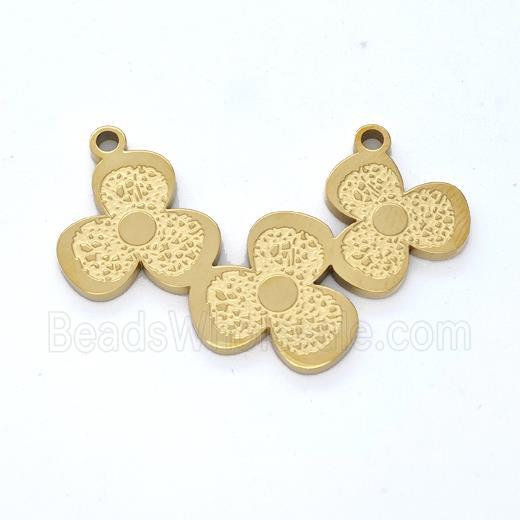Stainless Steel Clover Pendant Links 2loops Gold Plated