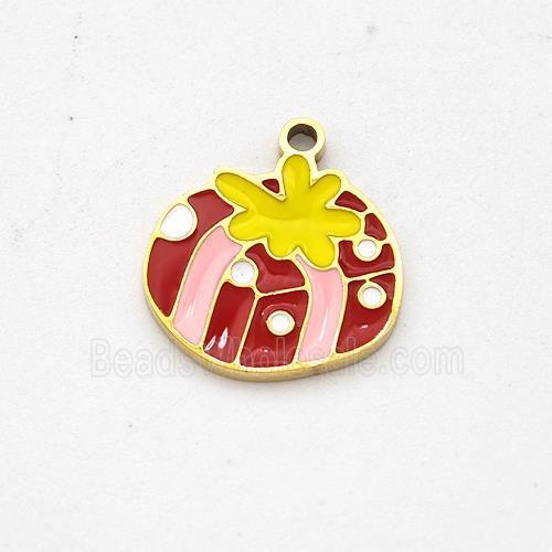 Stainless Steel Flower Pendant Multicolor Enamel Gold Plated