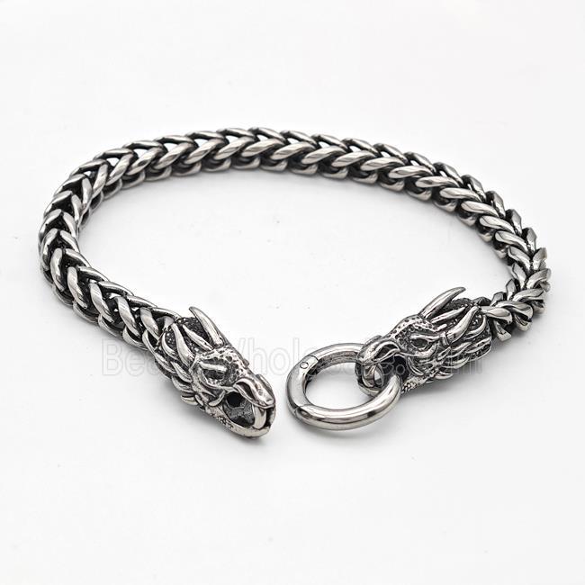 304 Stainless Steel Dragonhead Bracelet Antique Silver