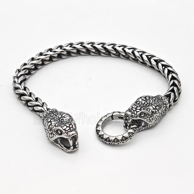 304 Stainless Steel Snake Bracelet Antique Silver