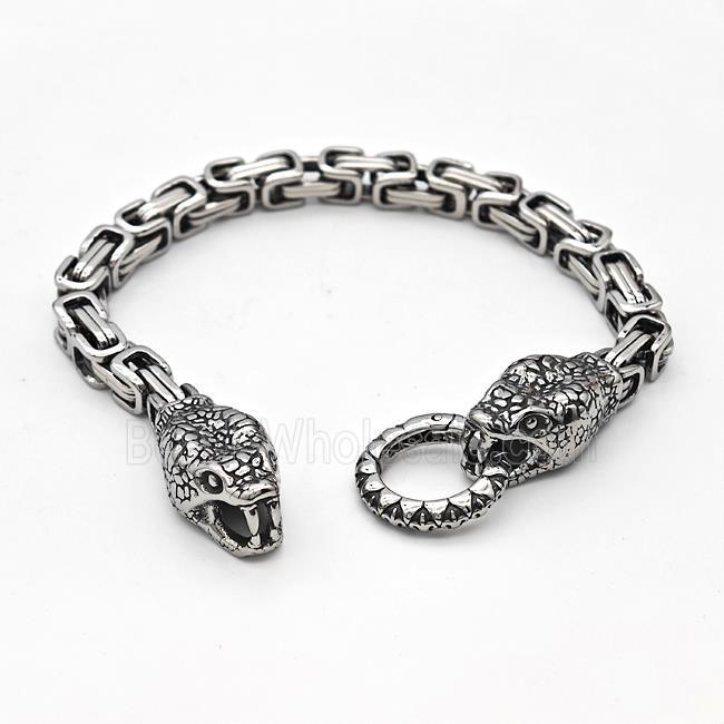 304 Stainless Steel Snake Bracelet Antique Silver