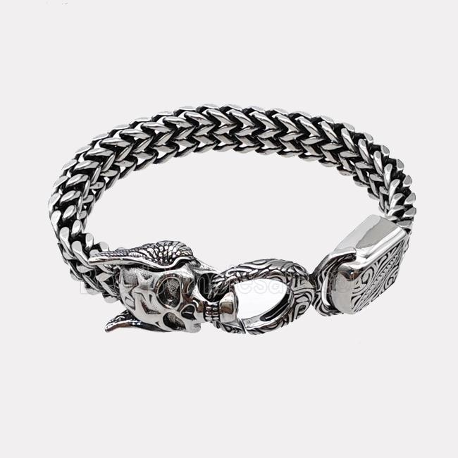 304 Stainless Steel Skull Bracelet Antique Silver
