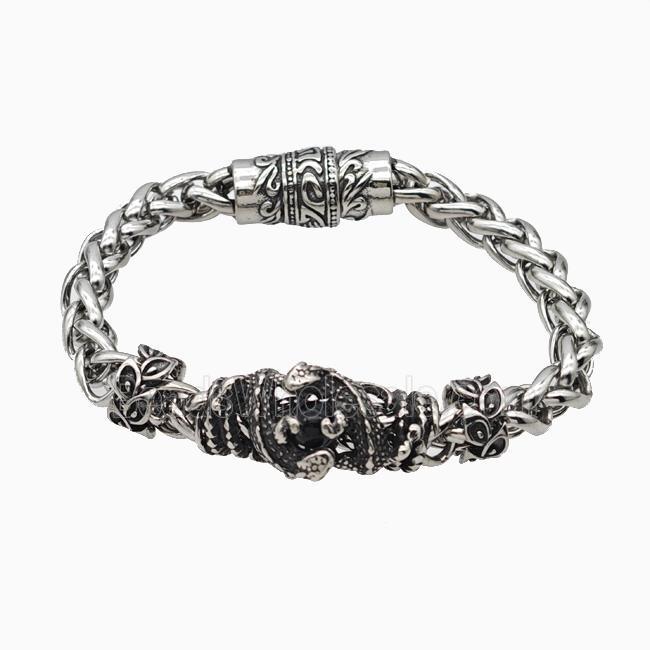 304 Stainless Steel Bracelet Snake Antique Silver