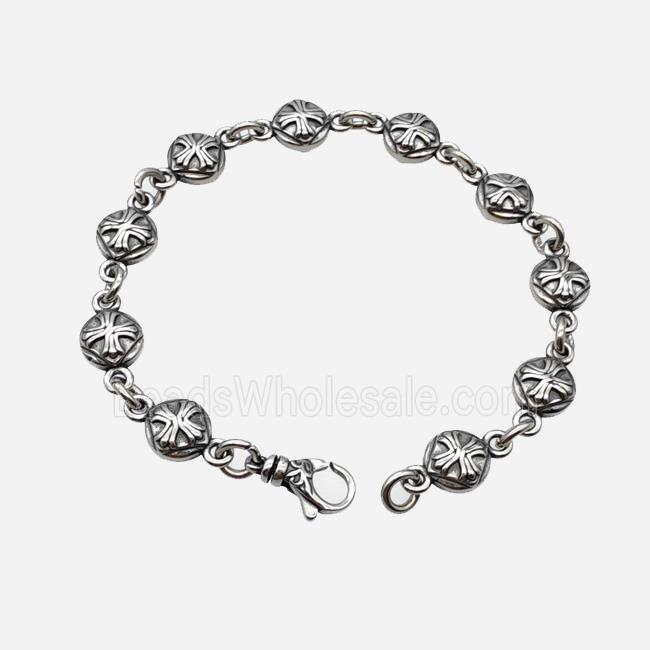 304 Stainless Steel Bracelet Cross Antique Silver