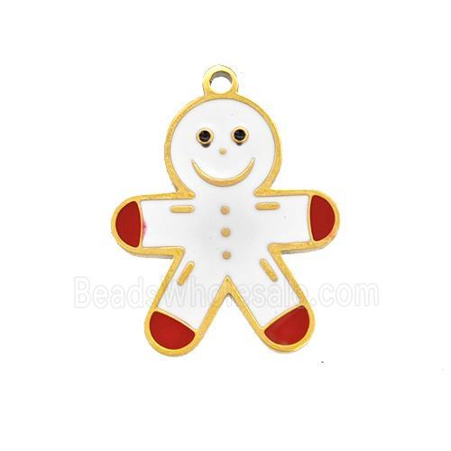Christmas Snowman Charms 304 Stainless Steel Pendant Enamel Gold Plated