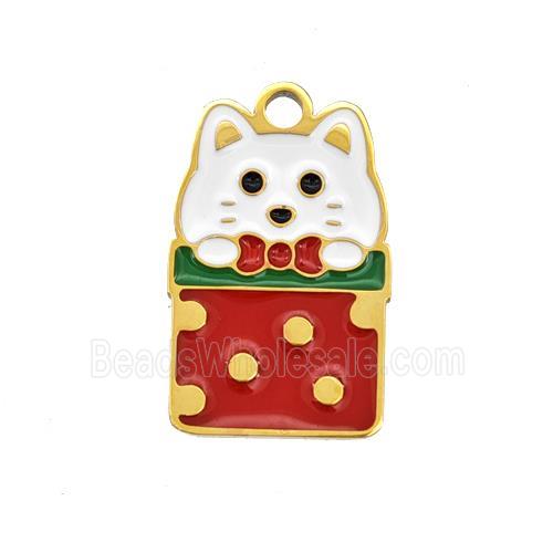 Christmas Cats Charms 304 Stainless Steel Pendant Enamel Gold Plated