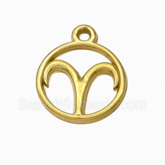 Stainless Steel Symbol Pendant Zodiac Aries Gold Plated