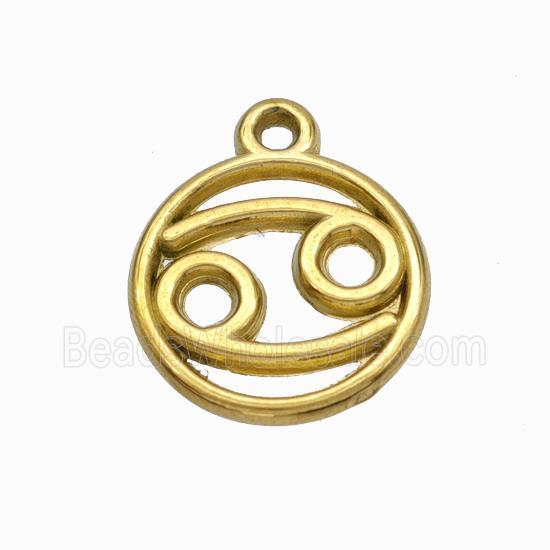 Stainless Steel Symbol Pendant Zodiac Cancer Gold Plated