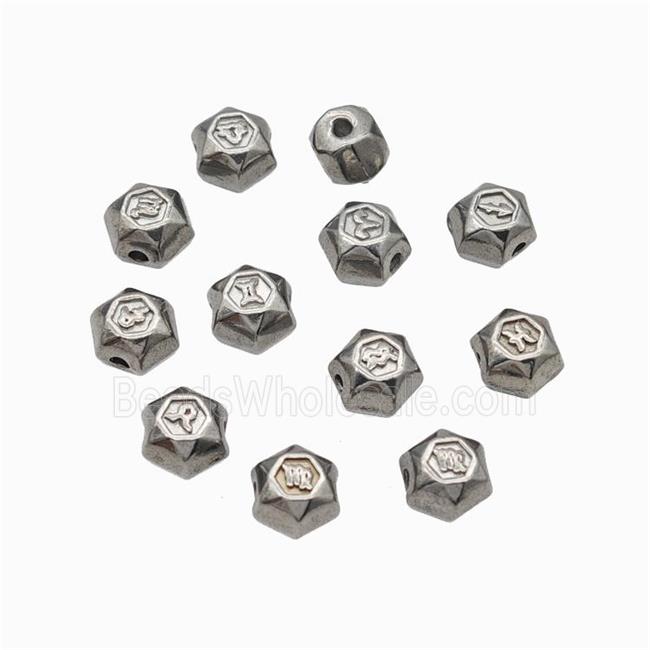 Raw Stainless Steel Symbol Beads Mixed