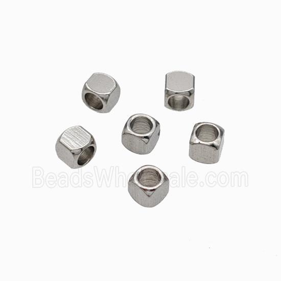 Raw Stainless Steel Cube Beads
