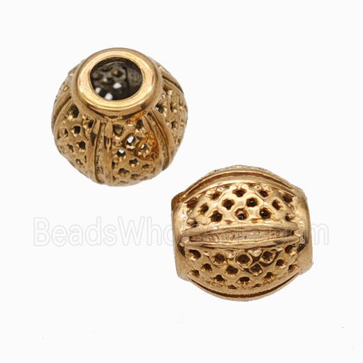 Titanium Steel Barrel Beads Large Hole Hollow Rose Gold