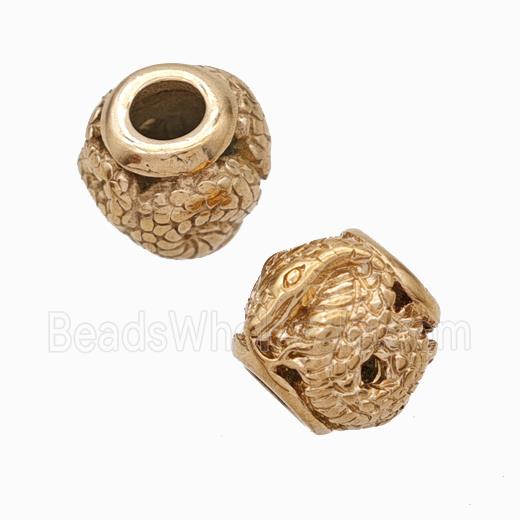 Titanium Steel Round Beads Large Hole Hollow Snake Rose Gold
