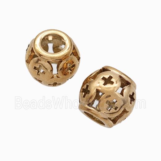 Titanium Steel Barrel Beads Large Hole Hollow Rose Gold