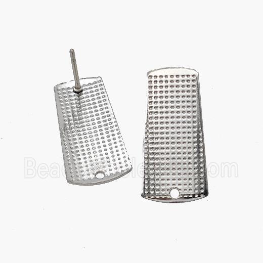 Raw Stainless Steel Stud Earrings Rectangle
