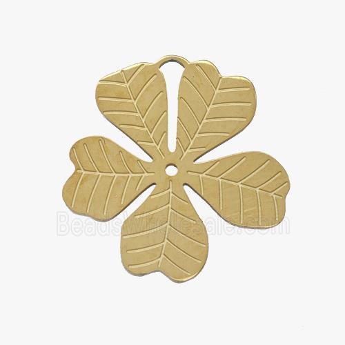 Stainless Steel Leaf Pendant Clover Gold Plated