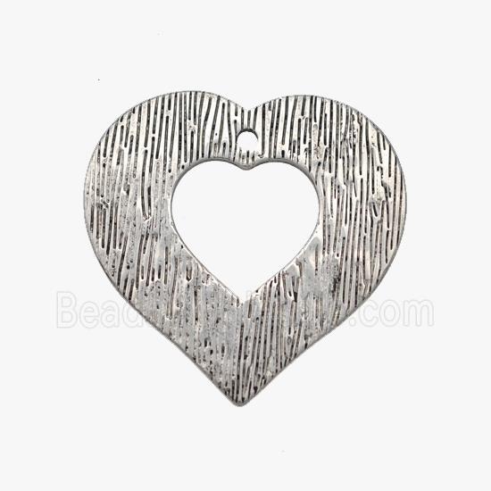 Raw Stainless Steel Heart Pendant Hand Brushed
