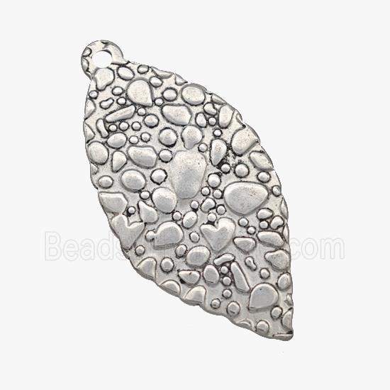 Raw Stainless Steel Leaf Pendant Hammered