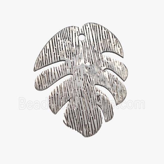 Raw Stainless Steel Leaf Pendant Brushed
