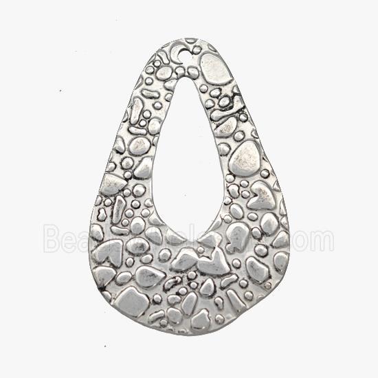 Raw Stainless Steel Teardrop Pendant Hammered