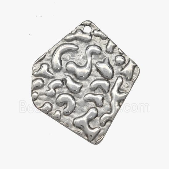 Raw Stainless Steel Slice Pendant Hammered