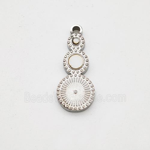 Raw Stainless Steel Clock Pendant Pave Shell