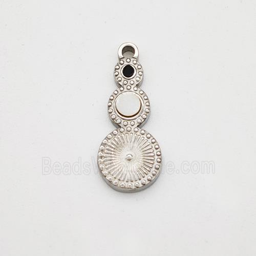 Raw Stainless Steel Clock Pendant Pave Shell