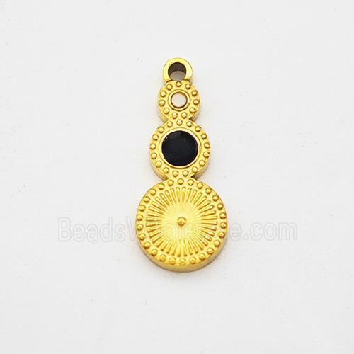 Stainless Steel Clock Pendant Pave Acrylic Gold Plated