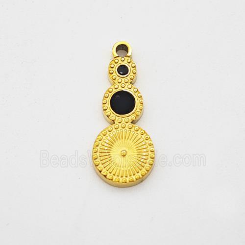 Stainless Steel Clock Pendant Pave Acrylic Gold Plated