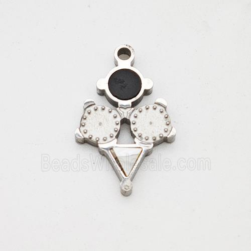 Raw Stainless Steel Clock Pendant Pave Shell Acrylic