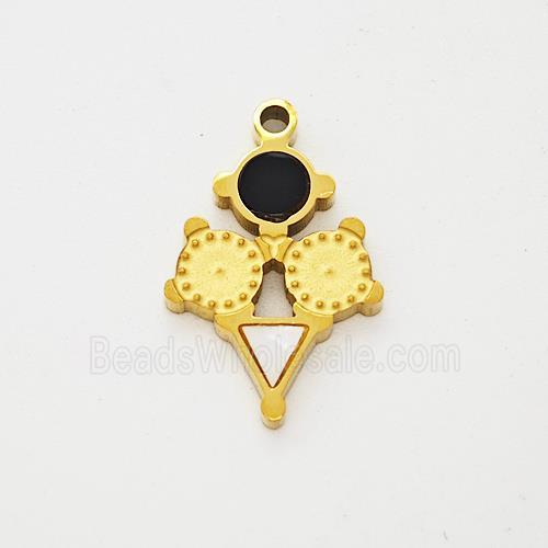 Stainless Steel Clock Pendant Pave Shell Acrylic Gold Plated