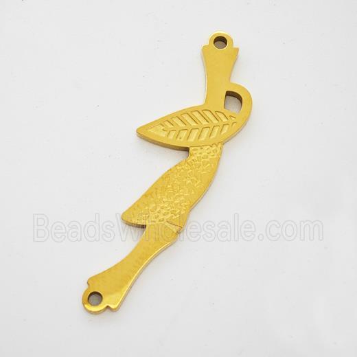 Stainless Steel Bamboo Pendant 2loops Gold Plated