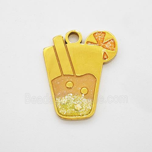 Stainless Steel Ice Cream Bottle Drink Cup Pendant Painted Gold Plated